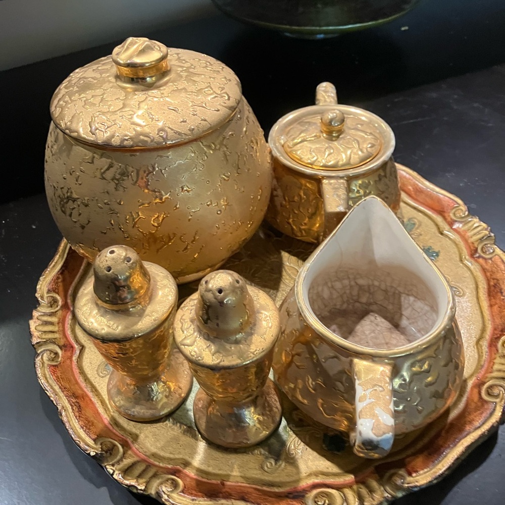 Vintage McCoy Gold Tea Set & tray